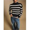 image:imageMakeMeChic Womens Striped Sweaters Mock Neck Long Sleeve Knitted Pullover Fall Winter SweaterBlack