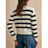 image:imageMakeMeChic Womens Striped Sweaters Mock Neck Long Sleeve Knitted Pullover Fall Winter SweaterBlack and White