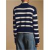 image:imageMakeMeChic Womens Striped Sweaters Mock Neck Long Sleeve Knitted Pullover Fall Winter SweaterBlue