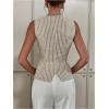 image:imageMakeMeChic Womens Striped Vest Top Metal Button Front Sleeveless Business Casual TankBrown