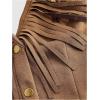 image:imageMakeMeChic Womens Suede Fringe Halter Crop Tops Tie Backless Button Down Western Cowgirl TopKhaki