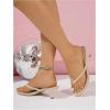 image:imageMakeMeChic Womens Suede Kitten Heels Sandals Open Toe Slip On Flip Flop Heeled SandalsBeige