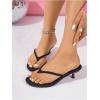 image:imageMakeMeChic Womens Suede Kitten Heels Sandals Open Toe Slip On Flip Flop Heeled SandalsBlack a