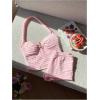 image:imageMakeMeChic Womens Summer 2 Piece Sets Striped Knit Halter Tank Tops Mini Shorts Set Beach Vacation OutfitsPink