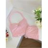 image:imageMakeMeChic Womens Summer 2 Piece Sets Striped Knit Halter Tank Tops Mini Shorts Set Beach Vacation OutfitsPink