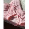 image:imageMakeMeChic Womens Summer 2 Piece Sets Striped Knit Halter Tank Tops Mini Shorts Set Beach Vacation OutfitsPink