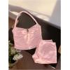 image:imageMakeMeChic Womens Summer 2 Piece Sets Striped Knit Halter Tank Tops Mini Shorts Set Beach Vacation OutfitsPink