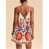 image:imageMakeMeChic Womens Summer Boho Rompers Floral Tropical Backless Wide Leg JumpsuitsMulticolor