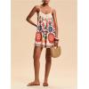 image:imageMakeMeChic Womens Summer Boho Rompers Floral Tropical Backless Wide Leg JumpsuitsMulticolor