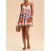image:imageMakeMeChic Womens Summer Boho Rompers Floral Tropical Backless Wide Leg JumpsuitsMulticolor