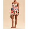 image:imageMakeMeChic Womens Summer Boho Rompers Floral Tropical Backless Wide Leg JumpsuitsMulticolor