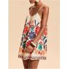 image:imageMakeMeChic Womens Summer Boho Rompers Floral Tropical Backless Wide Leg JumpsuitsMulticolor