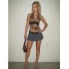 image:imageMakeMeChic Womens Summer Cheetah Print Backless Halter Tops Cowboy Chic Sleeveless Tie Crop TopsBrown