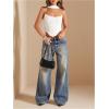 image:imageMakeMeChic Womens Summer Corset Tube Top Asymmetrical Body Shaper with ScarfWhite