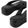 image:imageMakeMeChic Womens Summer PU Leather Toe Post Platform Sandals Flip Flops ShoesBlack