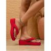 image:imageMakeMeChic Womens Summer PU Leather Toe Post Platform Sandals Flip Flops ShoesRed