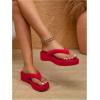 image:imageMakeMeChic Womens Summer PU Leather Toe Post Platform Sandals Flip Flops ShoesRed