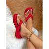 image:imageMakeMeChic Womens Summer PU Leather Toe Post Platform Sandals Flip Flops ShoesRed