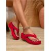 image:imageMakeMeChic Womens Summer PU Leather Toe Post Platform Sandals Flip Flops ShoesRed