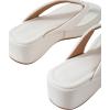 image:imageMakeMeChic Womens Summer PU Leather Toe Post Platform Sandals Flip Flops ShoesWhite