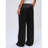 image:imageMakeMeChic Womens Summer Satin Silk Pants Casual Flowy Pants Beach Vacation Wide Leg PantsBlack