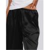 image:imageMakeMeChic Womens Summer Satin Silk Pants Casual Flowy Pants Beach Vacation Wide Leg PantsBlack