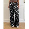 image:imageMakeMeChic Womens Summer Satin Silk Pants Casual Flowy Pants Beach Vacation Wide Leg PantsBlack Polka Dots