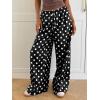 image:imageMakeMeChic Womens Summer Satin Silk Pants Casual Flowy Pants Beach Vacation Wide Leg PantsBlack Polka Dots