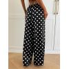 image:imageMakeMeChic Womens Summer Satin Silk Pants Casual Flowy Pants Beach Vacation Wide Leg PantsBlack Polka Dots