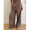 image:imageMakeMeChic Womens Summer Satin Silk Pants Casual Flowy Pants Beach Vacation Wide Leg PantsBlue and Brown