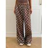 image:imageMakeMeChic Womens Summer Satin Silk Pants Casual Flowy Pants Beach Vacation Wide Leg PantsBlue and Brown