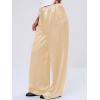 image:imageMakeMeChic Womens Summer Satin Silk Pants Casual Flowy Pants Beach Vacation Wide Leg PantsChampagne
