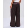 image:imageMakeMeChic Womens Summer Satin Silk Pants Casual Flowy Pants Beach Vacation Wide Leg PantsChocolate Brown