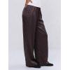 image:imageMakeMeChic Womens Summer Satin Silk Pants Casual Flowy Pants Beach Vacation Wide Leg PantsChocolate Brown