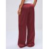 image:imageMakeMeChic Womens Summer Satin Silk Pants Casual Flowy Pants Beach Vacation Wide Leg PantsRed