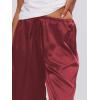 image:imageMakeMeChic Womens Summer Satin Silk Pants Casual Flowy Pants Beach Vacation Wide Leg PantsRed