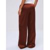image:imageMakeMeChic Womens Summer Satin Silk Pants Casual Flowy Pants Beach Vacation Wide Leg PantsRust Brown
