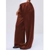 image:imageMakeMeChic Womens Summer Satin Silk Pants Casual Flowy Pants Beach Vacation Wide Leg PantsRust Brown