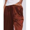 image:imageMakeMeChic Womens Summer Satin Silk Pants Casual Flowy Pants Beach Vacation Wide Leg PantsRust Brown