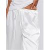 image:imageMakeMeChic Womens Summer Satin Silk Pants Casual Flowy Pants Beach Vacation Wide Leg PantsWhite
