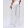 image:imageMakeMeChic Womens Summer Satin Silk Pants Casual Flowy Pants Beach Vacation Wide Leg PantsWhite