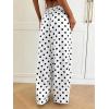 image:imageMakeMeChic Womens Summer Satin Silk Pants Casual Flowy Pants Beach Vacation Wide Leg PantsWhite Polka Dots B