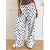 image:imageMakeMeChic Womens Summer Satin Silk Pants Casual Flowy Pants Beach Vacation Wide Leg PantsWhite Polka Dots B