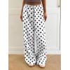 image:imageMakeMeChic Womens Summer Satin Silk Pants Casual Flowy Pants Beach Vacation Wide Leg PantsWhite Polka Dots B