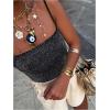 image:imageMakeMeChic Womens Summer Sparkly Tops Going Out Spaghetti Strap Crop Tank TopBlack