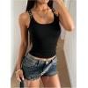 image:imageMakeMeChic Womens Summer Y2k Tops Square Neck Ribbed Crop Tank Top Club StreetwearBlack