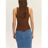 image:imageMakeMeChic Womens Summer Y2k Tops Square Neck Ribbed Crop Tank Top Club StreetwearBrown