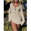 image:imageMakeMeChic Womens Swimsuit Coverup Crochet Mini Dress Bathing Suit Beach Cover UpApricot