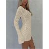 image:imageMakeMeChic Womens Swimsuit Coverup Crochet Mini Dress Bathing Suit Beach Cover UpApricot