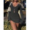 image:imageMakeMeChic Womens Swimsuit Coverup Crochet Mini Dress Bathing Suit Beach Cover UpBlack